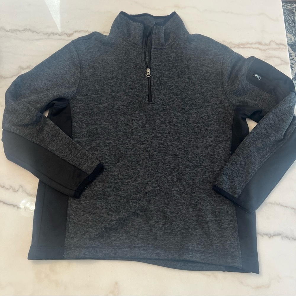 Beverly Hills Polo Club Men’s Pullover Half Zip Med Black/Charcoal Sleeve Pocket
